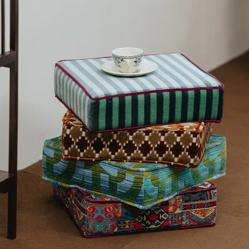 Fabric side few living room low stool entrance soft bag shoe changing stool