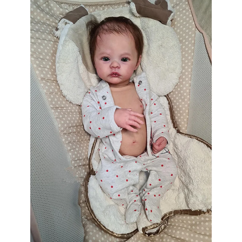 18inch Reborn Baby Doll Meadow with Rooted Hair Full Body Vinyl Newborn Baby Size 3D Painted Skin with Visible Veins Bebé Reborn