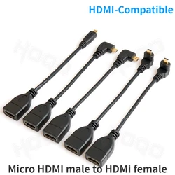 Kompatybilny z HDMI 90 stopni Micro HDMI wtyk męski do HDMI żeński krótki kabel lewego prawego kąt, Micro HDMI Para konwerter dla kamery/TV