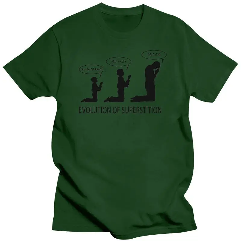 2022 Superstition Evolution - Mens Funny Atheist T-Shirt Atheism Printing Apparel? Tee Shirt