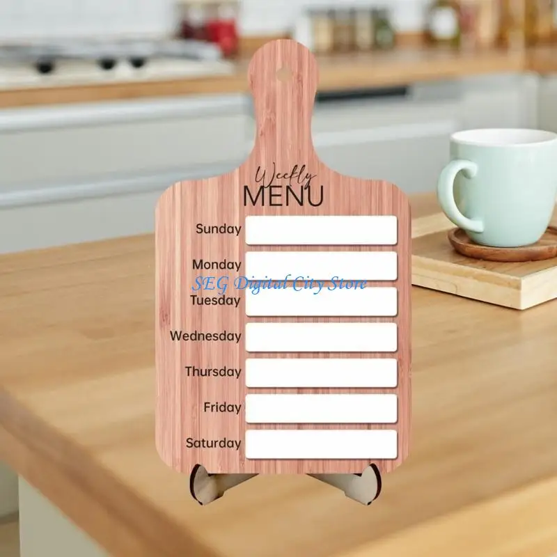 U75B Wooden Fridge Whiteboard Weekly Planner Kitchen Weekly To-do-list Board