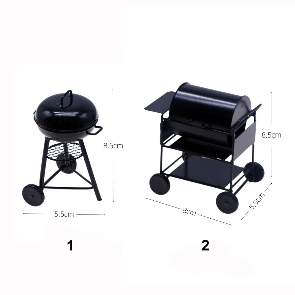 Dollhouse Barbecue Rack para Cena de Cozinha, Iron Miniature BBQ Grill, Black Doll House Furniture, Mini Churrasco, Escala 1/12