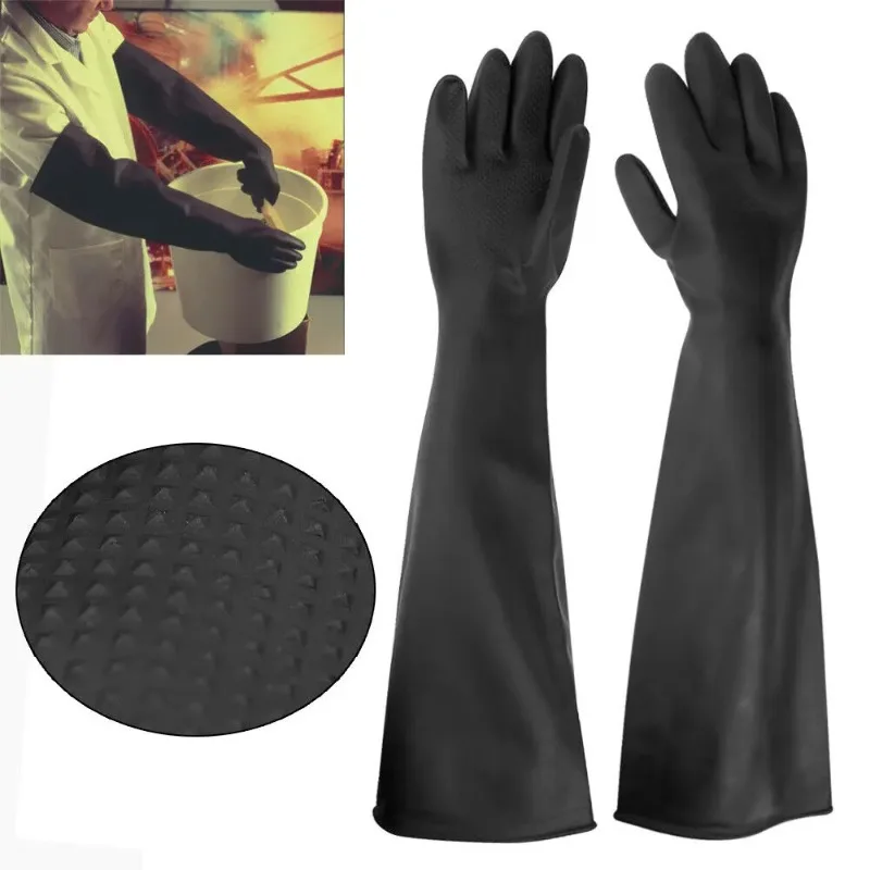 Rubber PPE Latex Gauntlets Long Gloves Anti Chemical Industrial Gauntlet 60CM