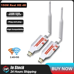 4K 무선 HDMI 익스텐더, 150M 100M HDMI 무선 송신기 및 리시버 5.8GHz, DSLR 카메라 PC 노트북 프로젝터 TV