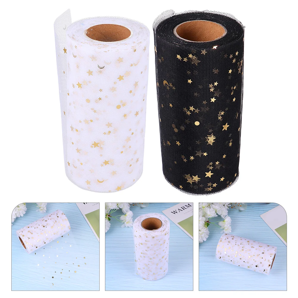 

2Pcs Sequin Tulle Fabric Star Yarn Party Skirt Decoration Wedding Tutu Material Craft DIY Roll Bright Sequin Tulle Fabric Roll