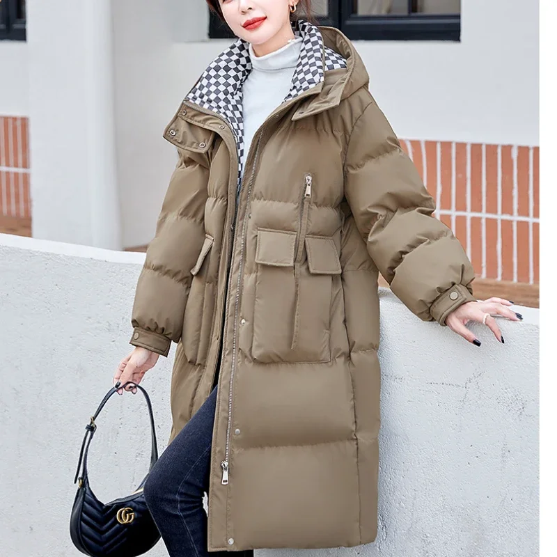 

Winter New Mid Length Hooded Women's Down Cotton Coat Loose, Warm, Fashionable, Westernized Women's Snow Coat Women's Jacket