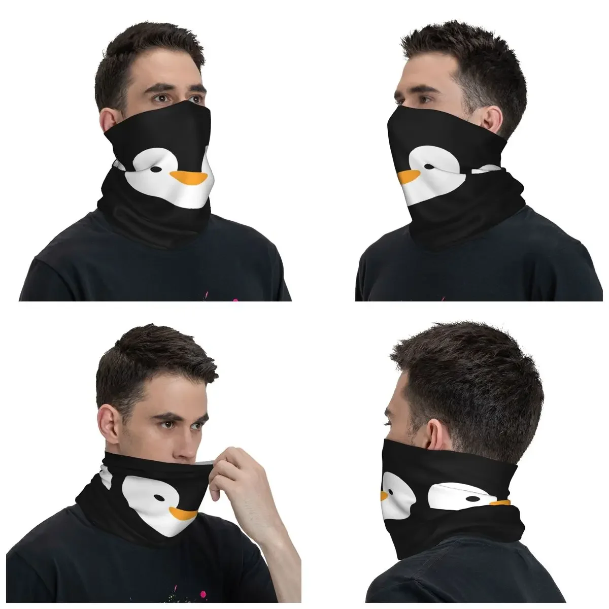 Schattige Pinguïn Gezicht Bandana Nek Gaiter Bedrukt Cartoon Dier Wrap Sjaal Multi-Use Bivakmuts Running Unisex Volwassen Winter