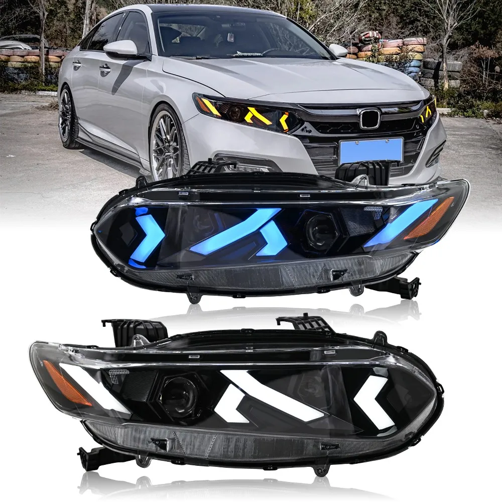 

1Pair LED Projector Headlights Assembly For Honda Accord 2018-2022 Front Head Lamps Sequential DRL Headlamp Accessories