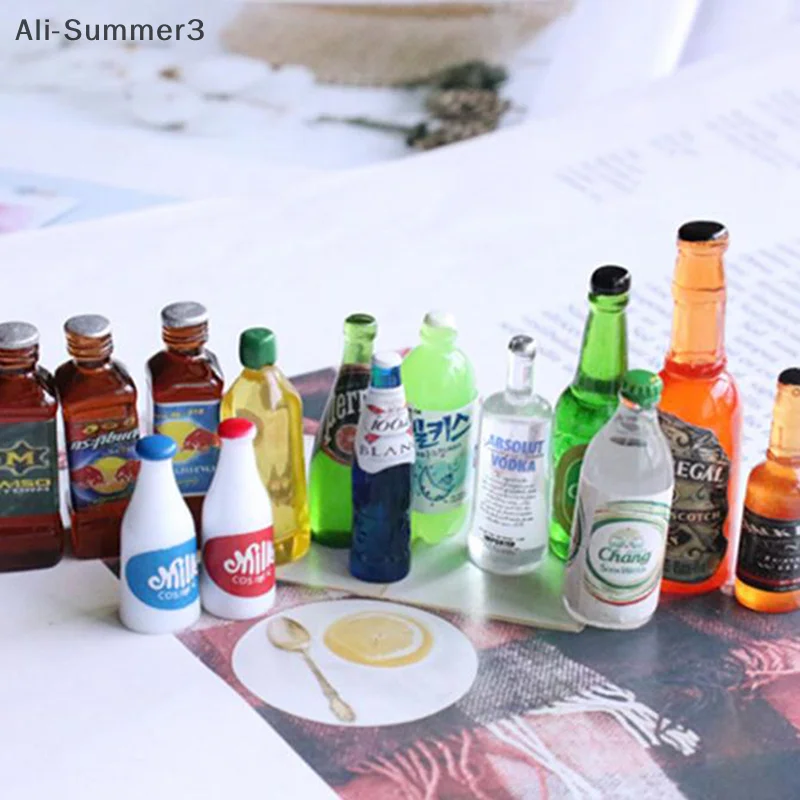 5Pcs 1:12 Dollhouse Miniature Drinks Bottles Model Dolls Kitchen Accessories