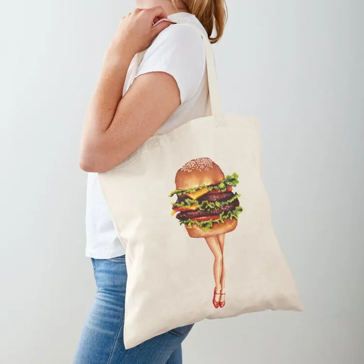 

Stacked - Cheeseburger Girl Tote Bag tote bag men's supermarket folding bag Big women Cloth