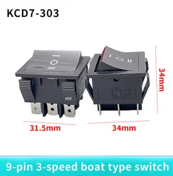 KCD7-303 ship switch ON- OFF- ON 9 pin 36*31mm 16A250V/20A125V power switch