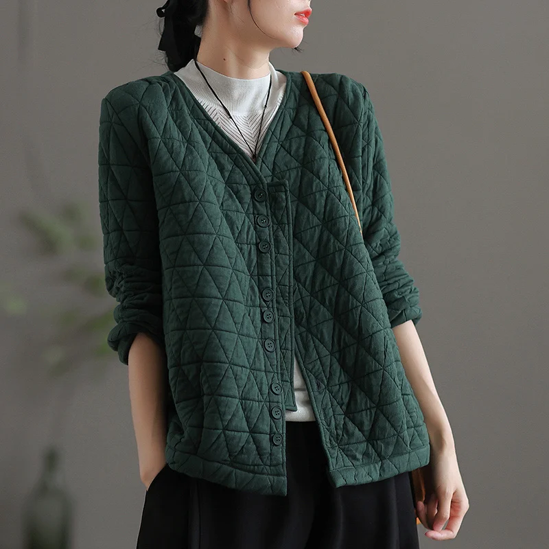 

Ретро-бомбер из шелкового хлопка с V-образным вырезом, свободного кроя, женская брендовая верхняя одежда, пошив на заказ, весна 2023