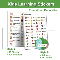 Kids English Words Learning Stickers Decorative Family Daily Routines Sentences Rewards Sticker Teacher Teaching Aids Montessori