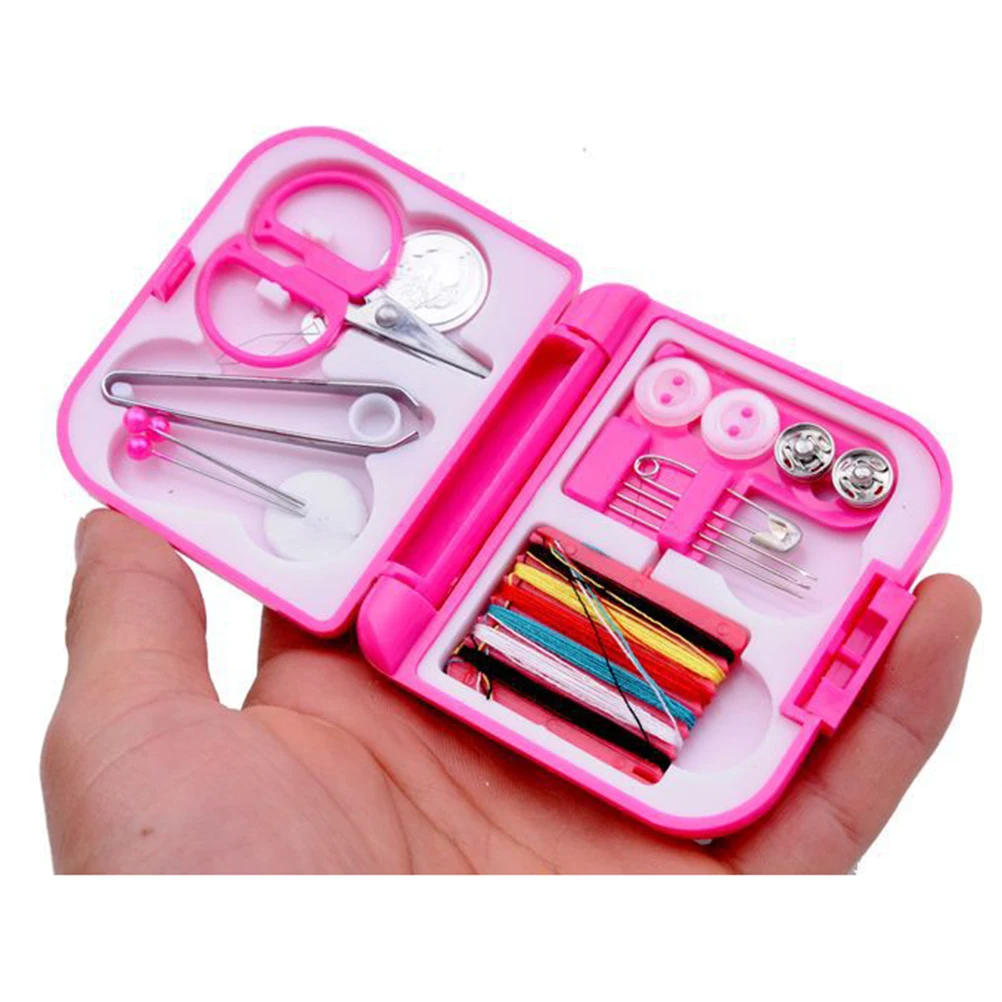 

Premium Portable Sewing Kit Compact Travel Box With Scissors Needles Pins For Emergency Repair Home Travel Use (Color)