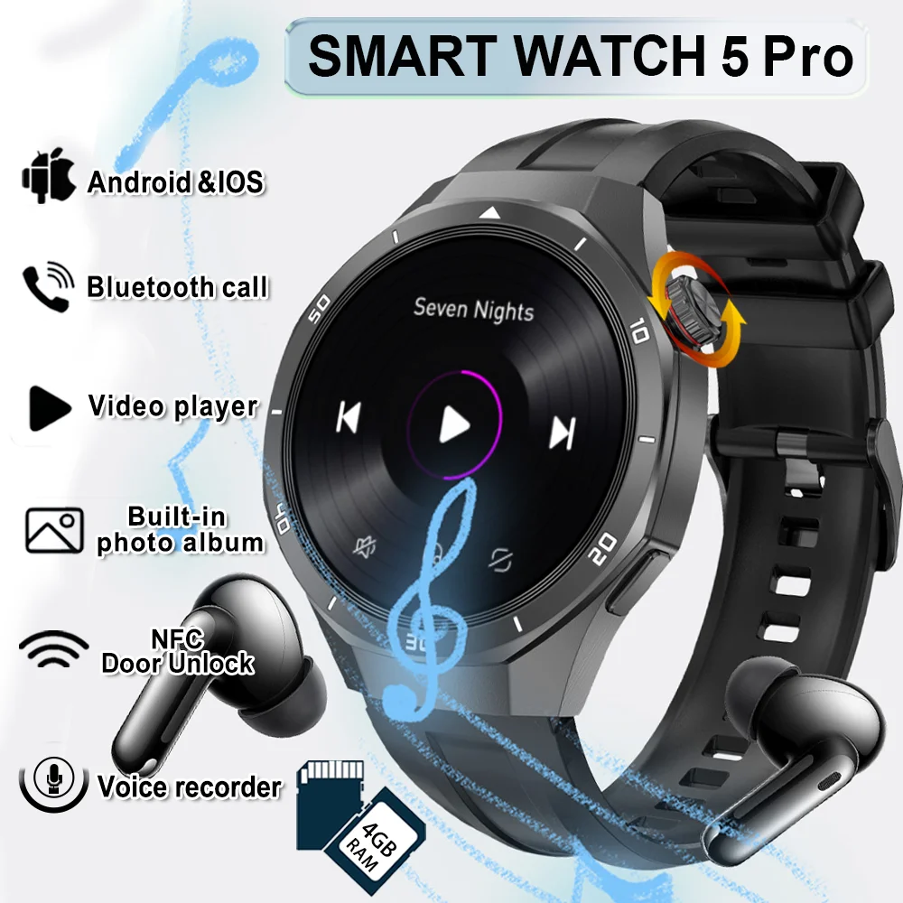 

Militray Smart Watch Men 4GB Memory Video Playback Sound Recorder Heart Rate Sport Waterproof Bluetooth Call Sport Smartwatch