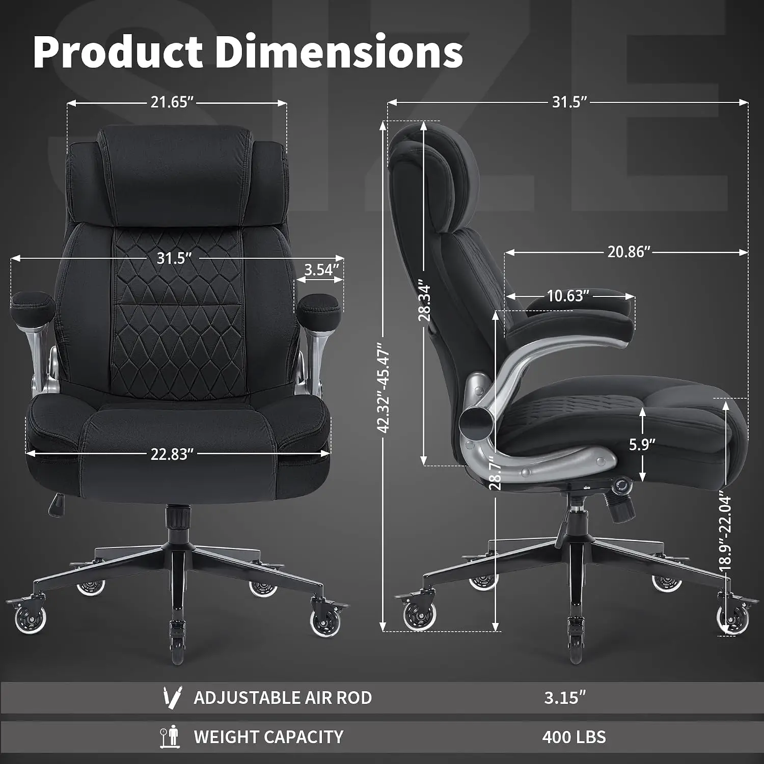 Ergonomic High Back Desk Chair Fabric with Lockable Wheels, Customized