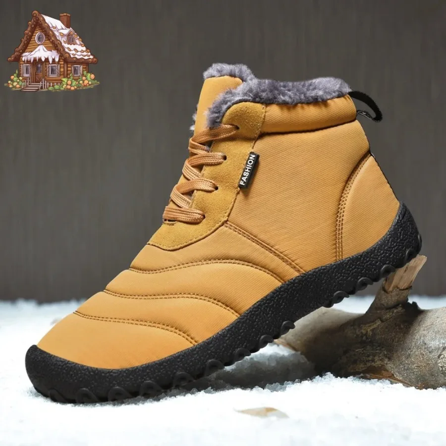 

Winter Snow Boots For Men Women Keep Warm Cotton Shoes Outdoor Hiking Shoes Plush Warm High Ankle Boots Big Size 47 Man Sneakers