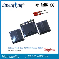 11.41V 4314mah New Original A1819 Laptop Battery for Apple Macbook Pro 13'' Touch Bar A1706  2016year With Tools