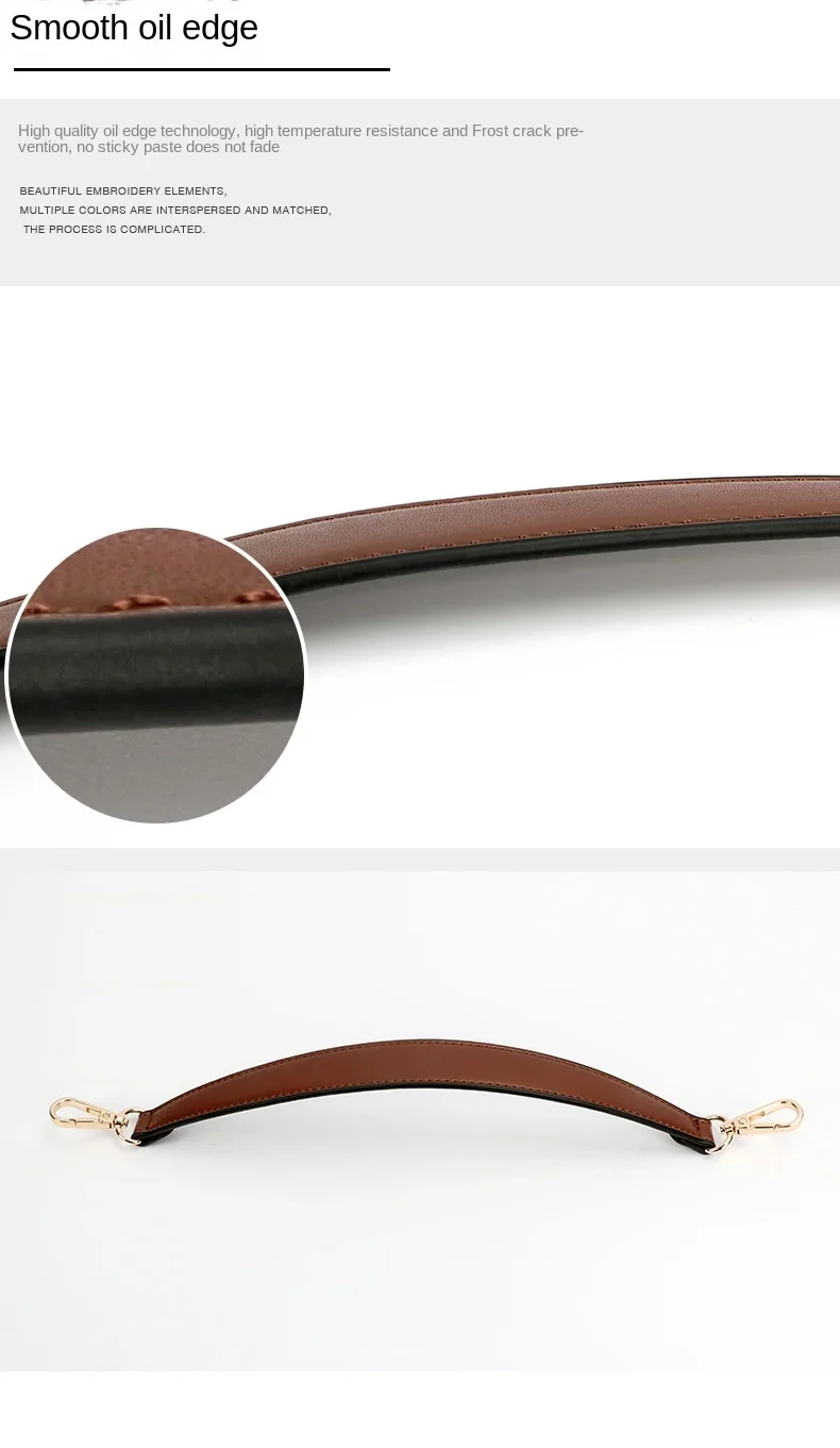 100% Genuine Leather Bag Strap Handbags Handles For Handbag Short Bag Strap Purse Strap Golden Buckle Replacement Bag Belt Band