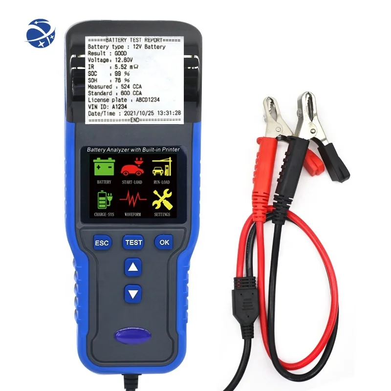 Battery tester analyzer with printer  Lead acid battery AGM EFB 12V 24V car battery testerAutomatic start state of charge tester