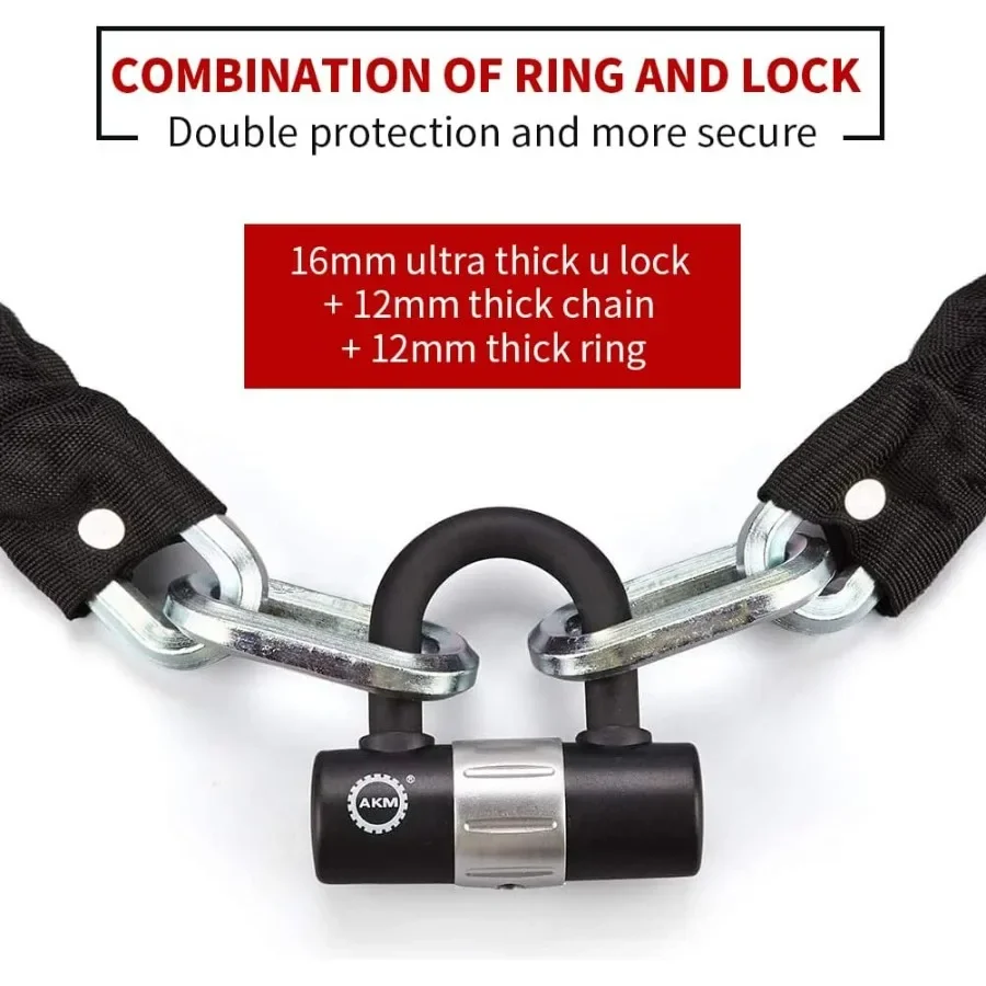 قفل سلسلة شديد التحمل بطول 3 أقدام مع متانة سميكة 12 مم و4 مفاتيح للدراجات النارية والدراجة النارية 16 مم قفل U Ant #5