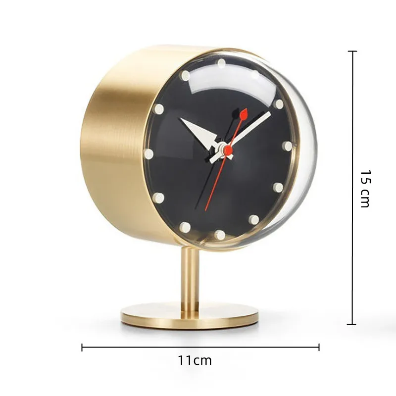 Specialty Table Clocks Retro for Decoration Creative Modern Design Brass Quartz Silent Desktop Clock Home Decor Black Gifts