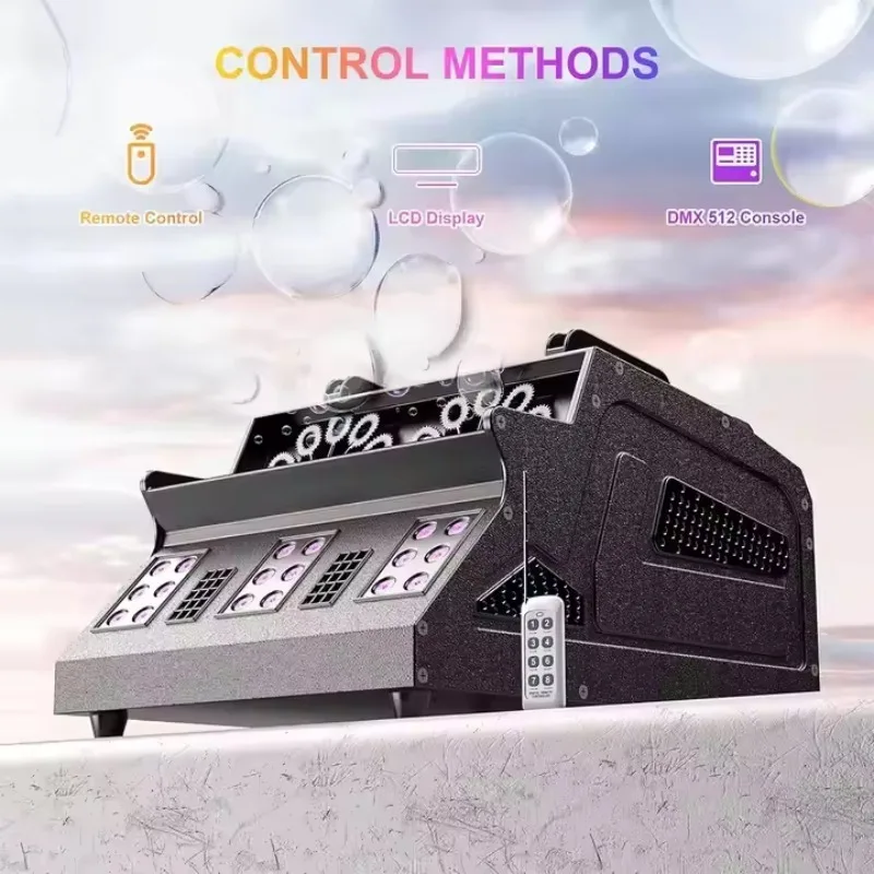 18pcs Rgb 3in1 Leds Double Wheel Wide Coverage Fog Bubble Making Machine Party Stage Wedding Smoke Bubble Maker Machine