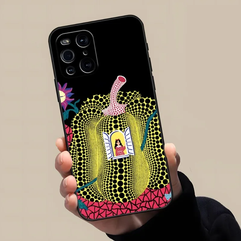 Pumpkin Yayoi Kusama Phone Case For OPPO A16 A54 A57 A74 A54 A97 A53 Find X3 X2 X5 RENO 8 6 7 4 Pro Plus Black Cover