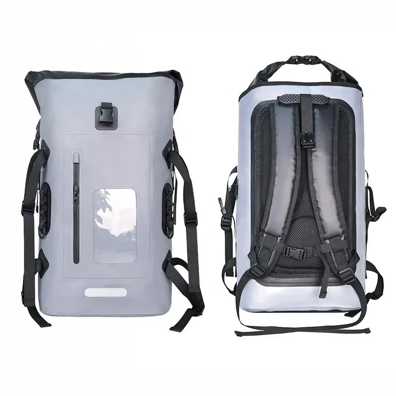 outdoor IPX8 Waterproof Backpack 32L sizes with Roll-Top Closure, Front Pocket