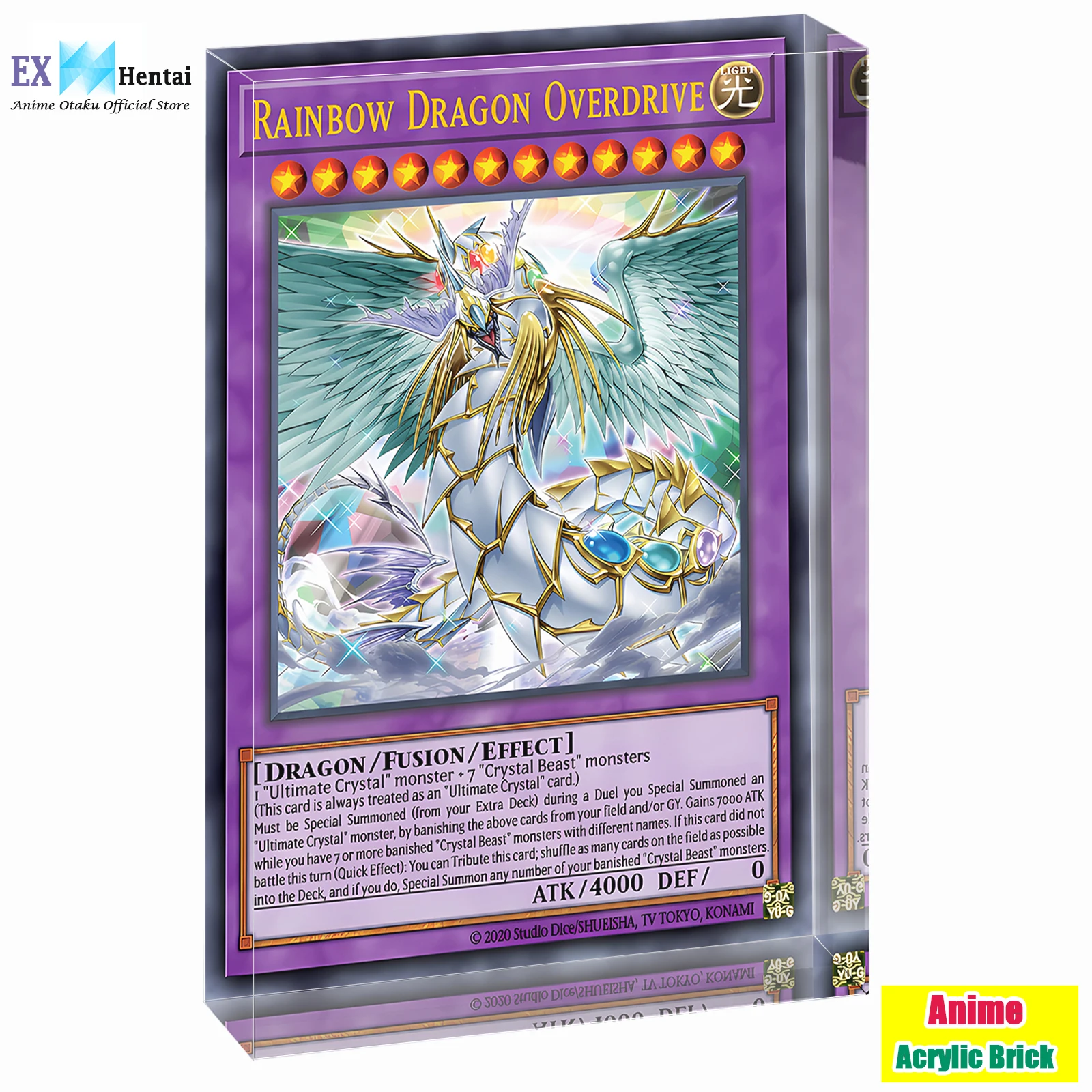 

Rainbow Dragon Overdrive Acrylic Block, Anime Art Yu-Gi-Oh! TCG Collectible Monster Card, Gamer Room Decor Gift for Men, Duelist