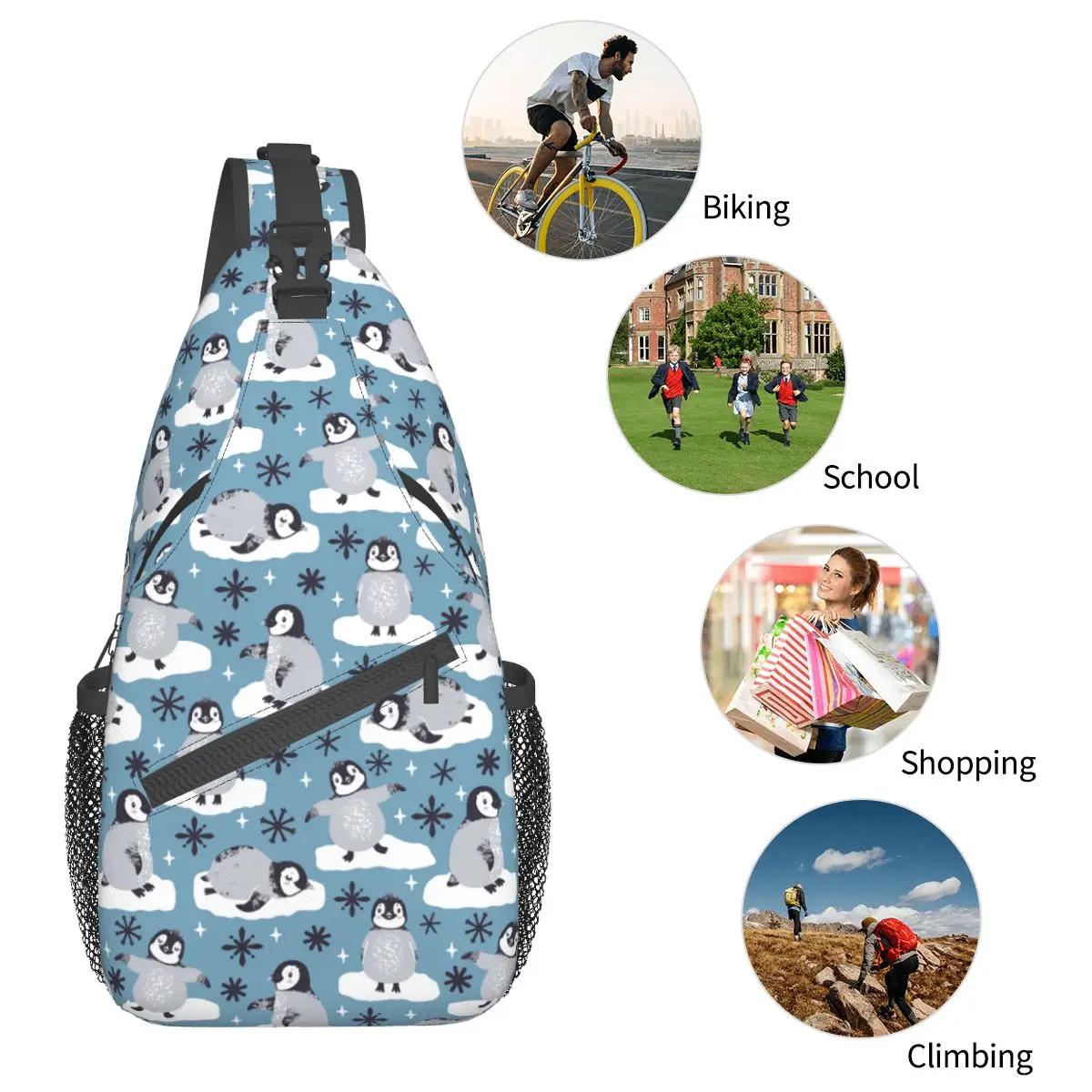 Sac à bandoulière animal pour la randonnée en plein air, petit sac de poitrine, sac à dos initié par les oiseaux, sac à dos mignon, sac à livres de vélo, sac à bandoulière PenEcolAnimal