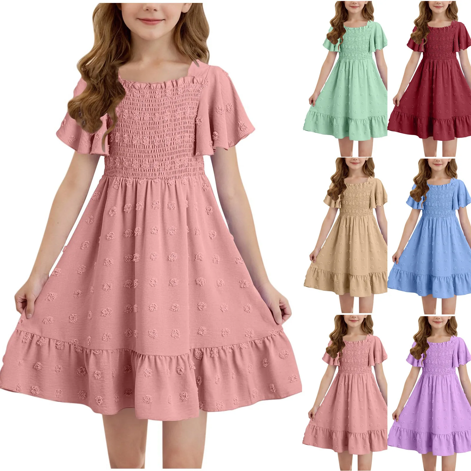 European and American girls popular sleeveless square neck pleated backless short dress women