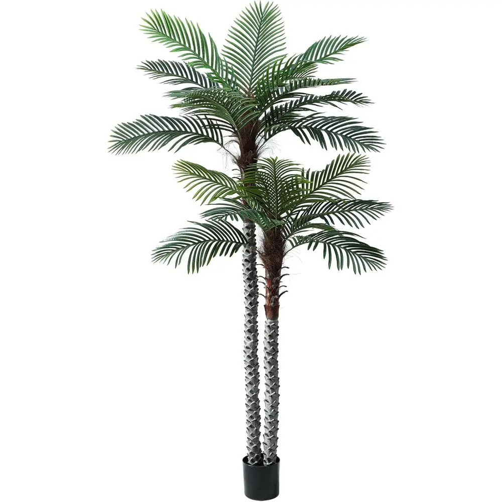 Palmera Artificial Alta Resistente a los Rayos UV, 8 pies, para Interiores/Exteriores, Realista con Corteza y Hojas Reales para el Hogar, Oficina, Sala de Estar, Y