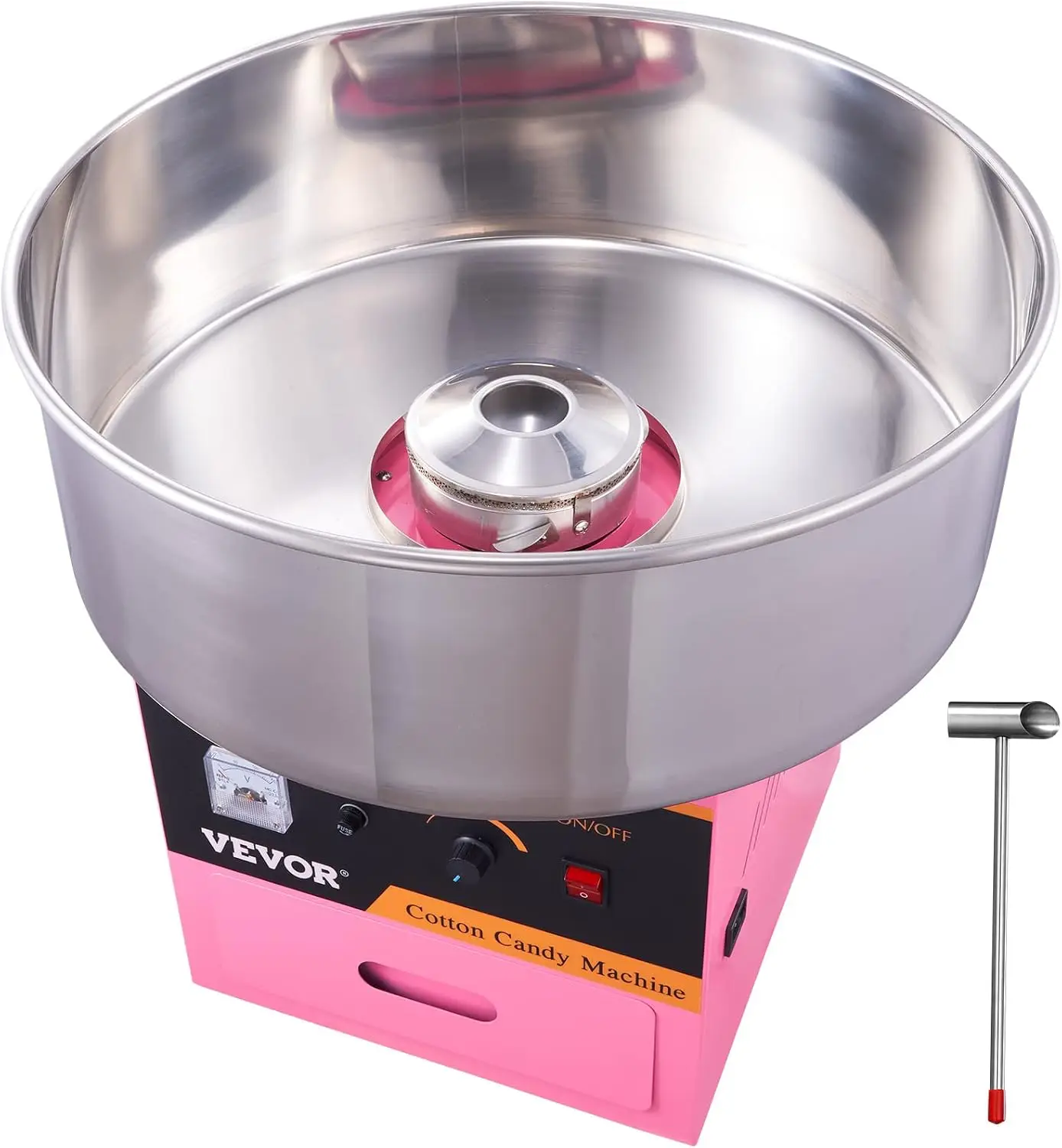 VEVOR Electric Cotton Candy Machine, 1000W Commercial Floss Maker w/Stainless Steel Bowl, Sugar Scoop and Drawer, Perfect for Ho
