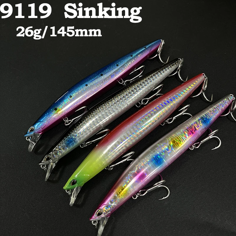 

145mm 26g Sinking Minnow Fishing Lures Wobbler Long Casting Seabass Trout Carp Artificial Hard Bait Jerkbait Fishing Accessories
