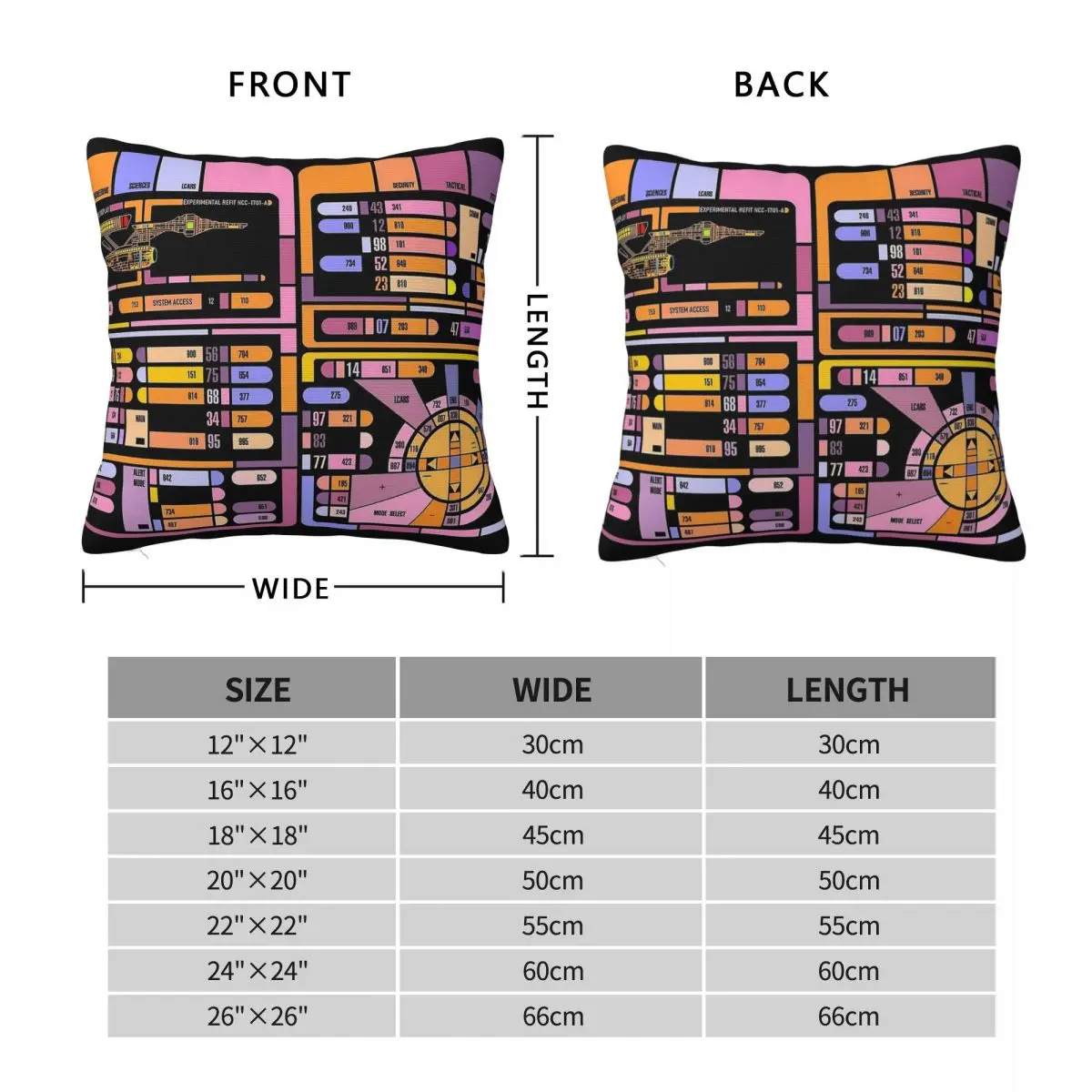 Tng Interface Space Future Control Panel Square Pillowcase Polyester Linen Velvet Pattern Throw Pillow Case Home Cushion Case