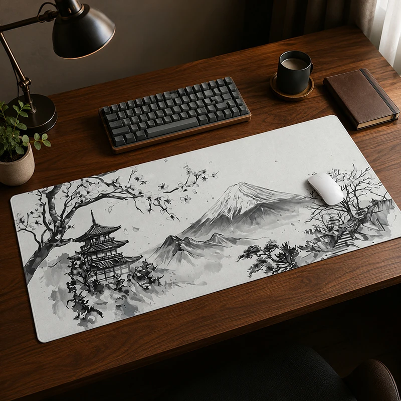Mouse Pad Ink Mount Fuji Cherry Blossom Ink Gamer XL HD Custom Mousepad XXL MousePads Soft Non-Slip Carpet Table Mat