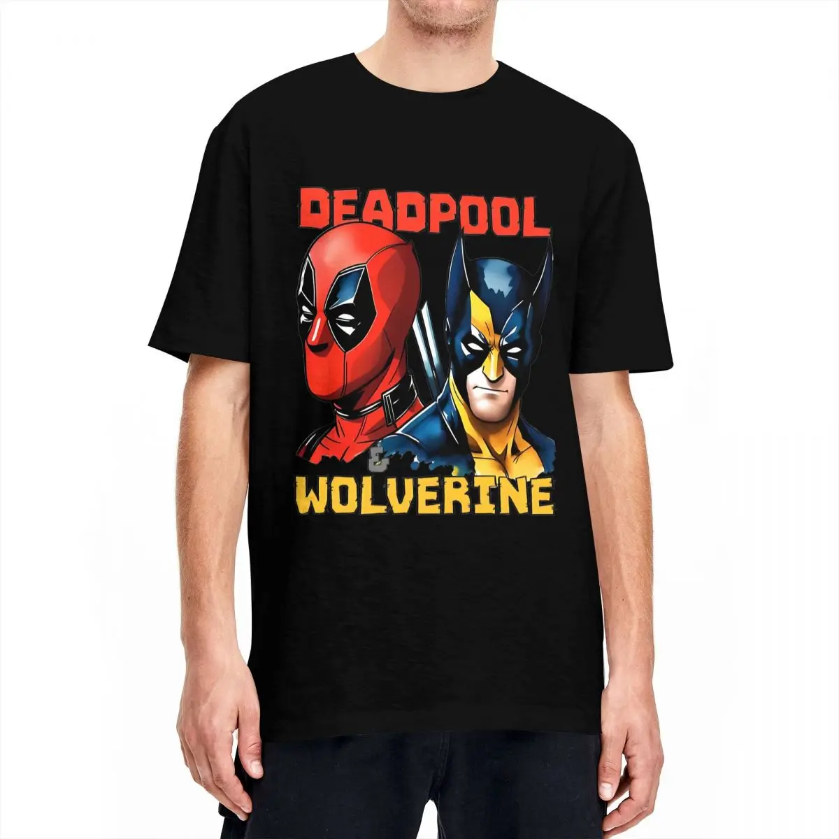 Men T-Shirts Deadpool Woolverine Wade Wilson And James Logan 100% Cotton Tee Shirt Short Sleeve T Shirts Round Neck Tops