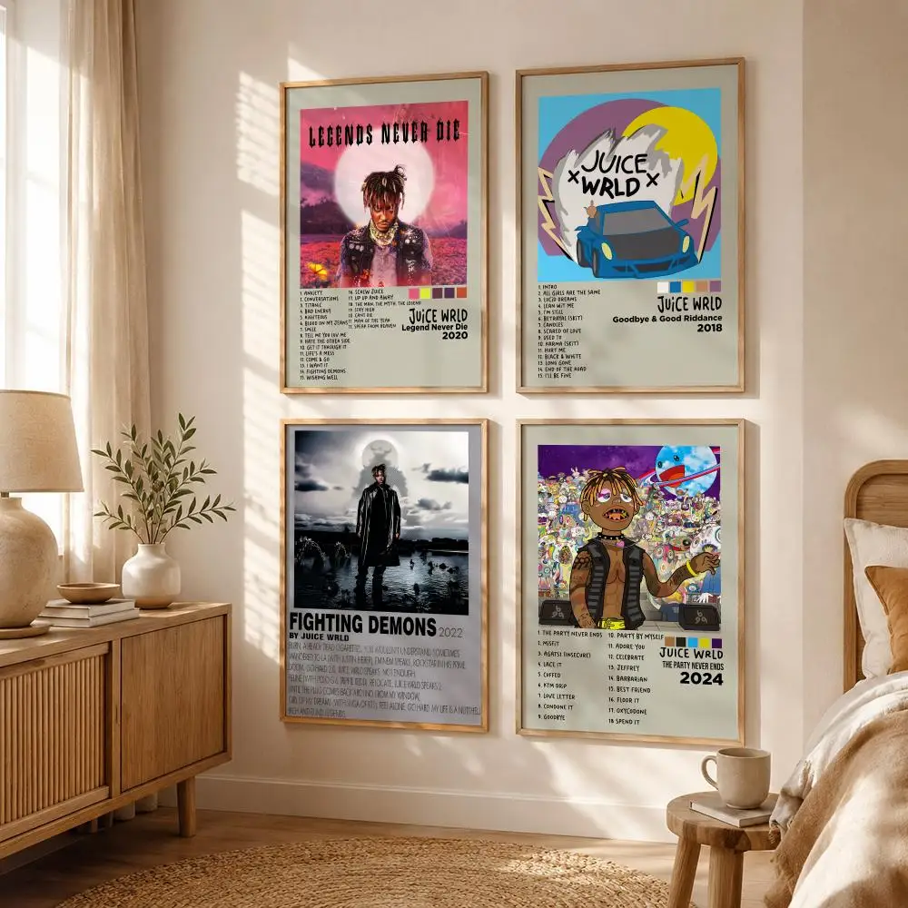 Emo Rapper J-Juice WRLD Poster All-match HD Waterproof Self-Adhesive Wall Art Sticker For Home Bedroom