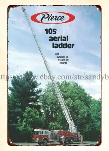 1990s fire truck equipment firefighting apparatus Aerial Ladder metal tin sign sign