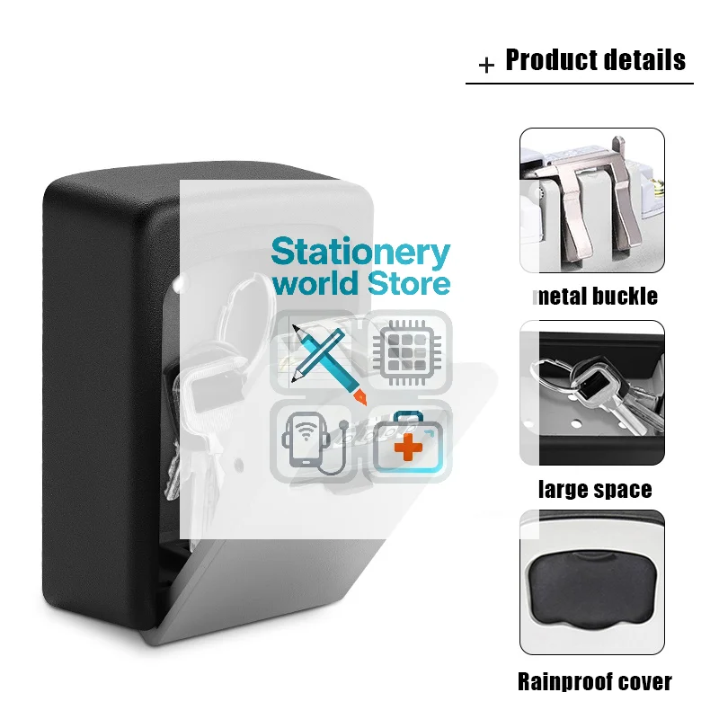 المواد المعدنية قفل بكلمة مرور صندوق تخزين في الهواء الطلق مقاوم للماء جدار جبل 4 أرقام كلمة المرور مفتاح صندوق مكافحة سرقة قفل صندوق الأمان #1