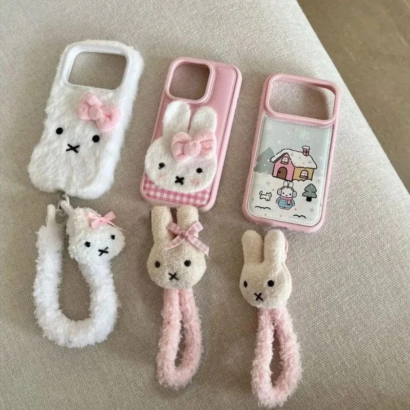 Cartoon Kawaii Miffy Mobile Phone Case Applicable To Apple All Inclusive Painted Wristband Good Looks Girly Heart Wear-resistant