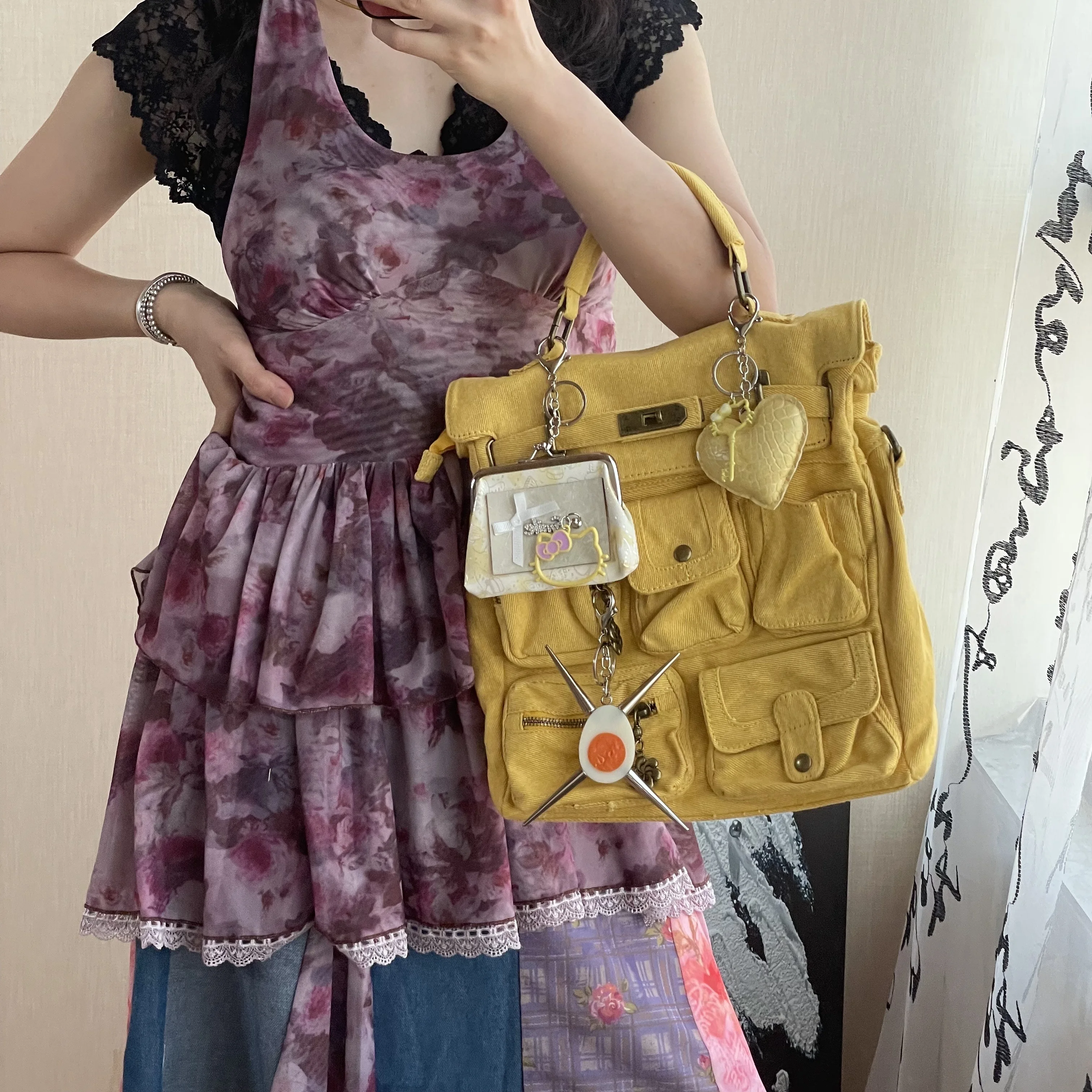 حقيبة ظهر أصلية مصممة من قماش الدنيم Spice Girl حقيبة ظهر كلاسيكية لطيفة تجعل حقيبة ظهر مدرسية قديمة حقائب كمبيوتر للنساء