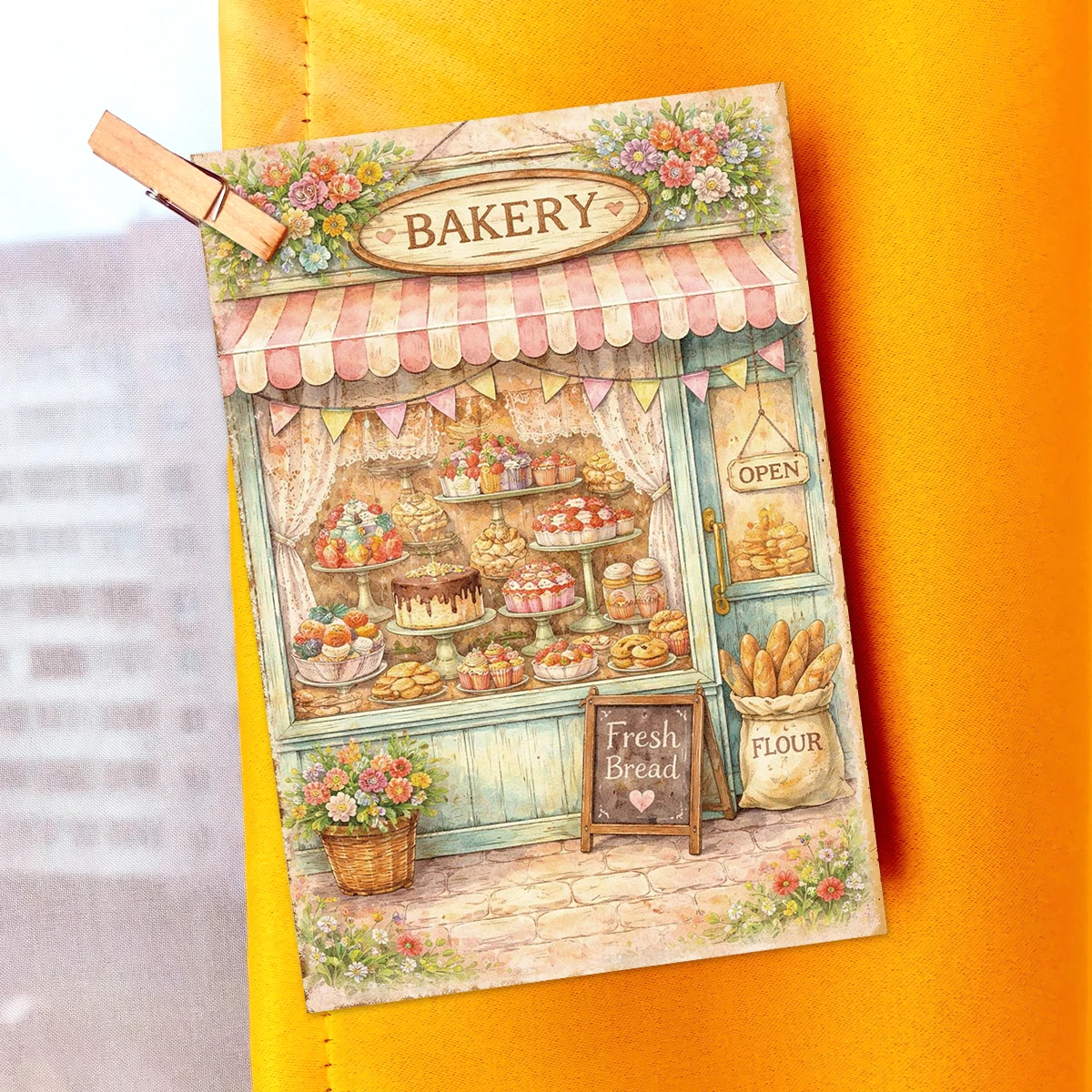 20 Stück Vintage-Postkarten mit Teeparty- und Dessertmotiven, Wanddekorationskarten mit Bäckerei-Thema, ästhetisches Journal-Zubehör, für Raumdekoration, Grußkarten – Detail 5