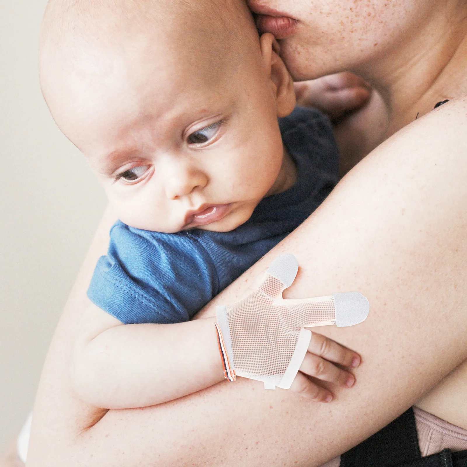 

2pcs Baby Stop Thumb Sucking Gloves Breathable Anti-Eating Hand Protection For Infants Finger Protective Glove Adjustable Cuff