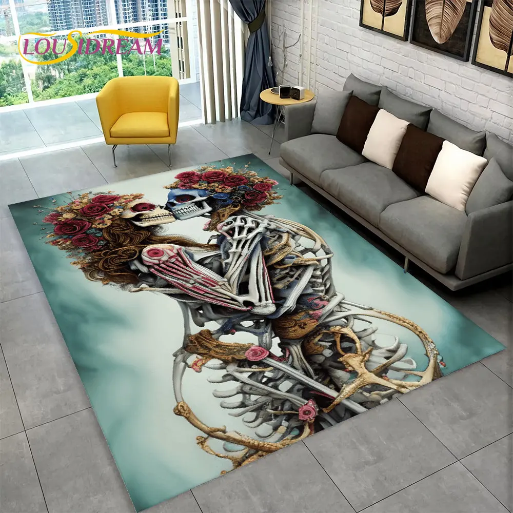 

3D Creative Gothic Horror Skull Modern Area Rug,Carpet Rug for Living Room Bedroom Sofa Doormat Decor,Kitchen Non-slip Floor Mat