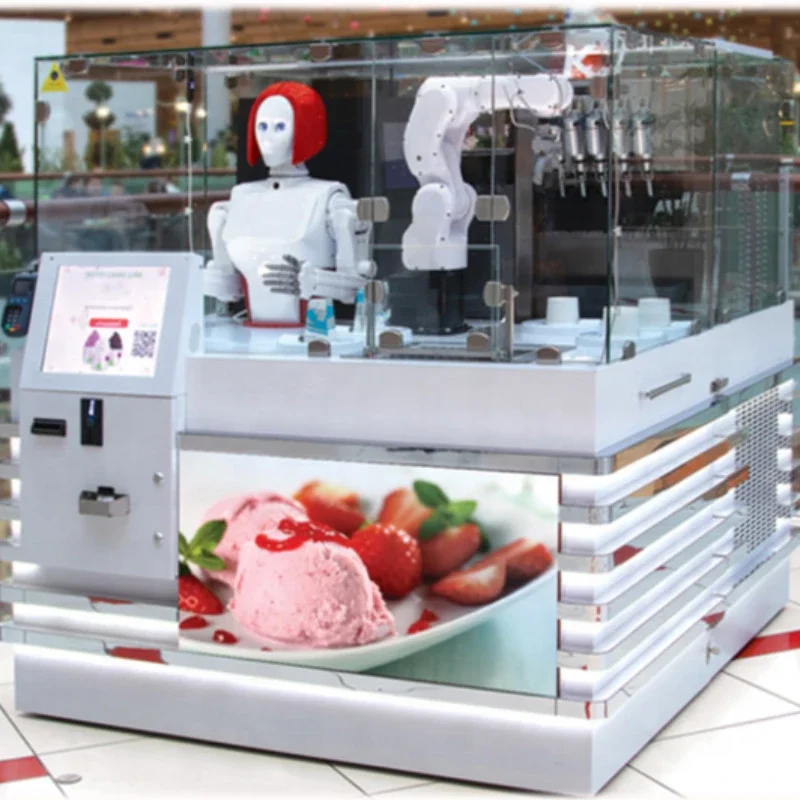 Commercial floor vertical five-flavor soft ice cream robot kiosk