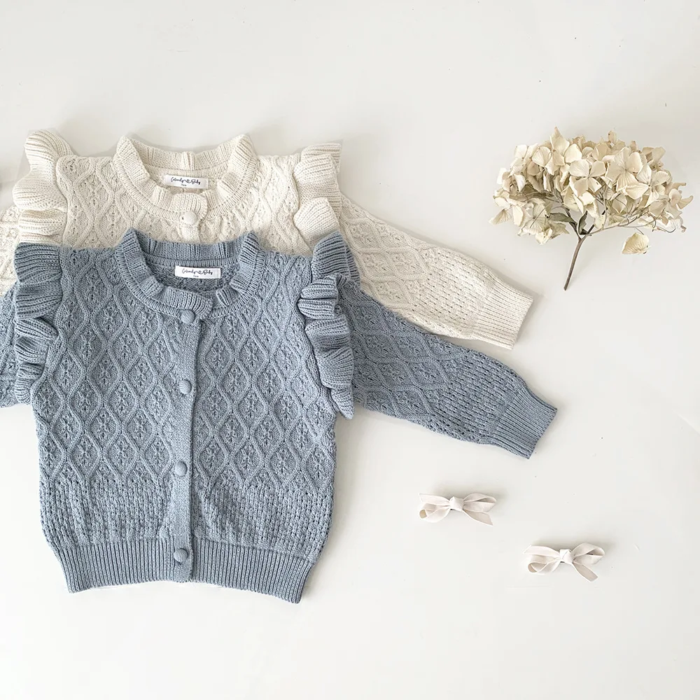 

Jenny&Dave Autumn and Winter Cross border Baby Girls' Diamond Jacquard Cardigan Sweater Women's Treasure Flying Sleeves Woolen C