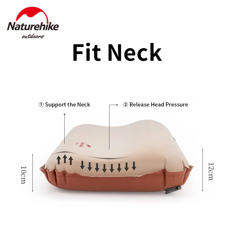 Naturehike 3D Outdoor Automatic Inflatable Sponge Pillow 12cm High Comfortable Portable Camping Tourism U-shaped Sleeping Pillow