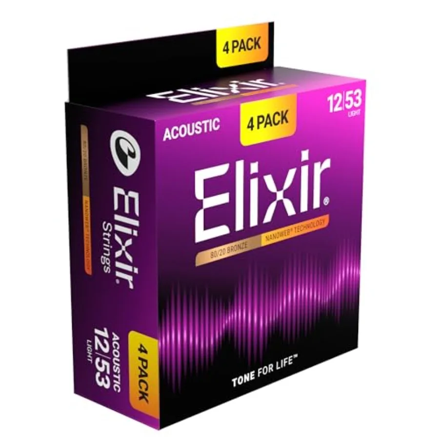 

Strings, Acoustic Guitar Strings, 80/20 Bronze with NANOWEB Technology, Longest-Lasting Bright and Focused Tone with Comfortabl
